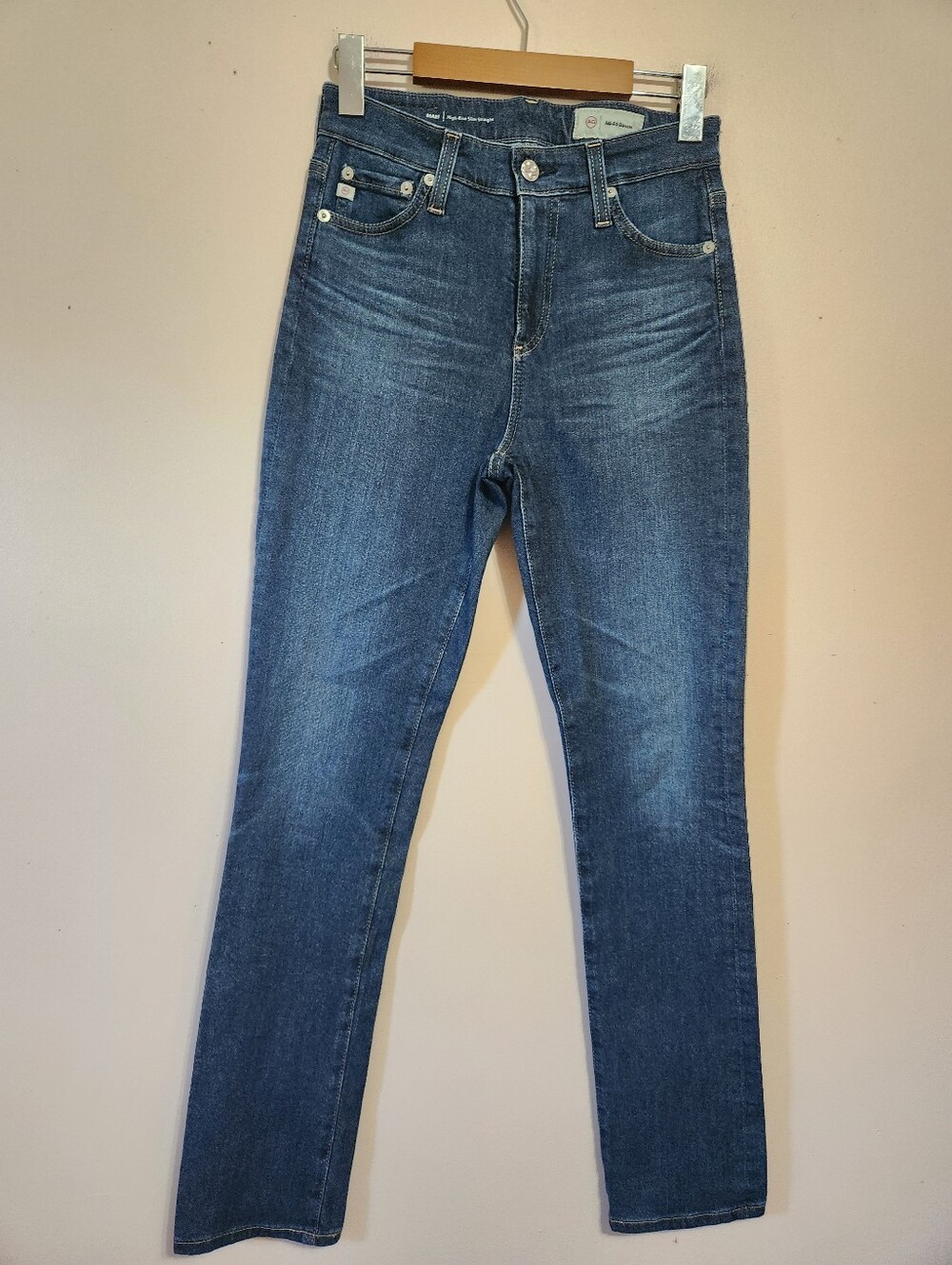 AG Adriano Goldschmied Mari High Rise Slim Straight Aged Denim Jeans Size 25